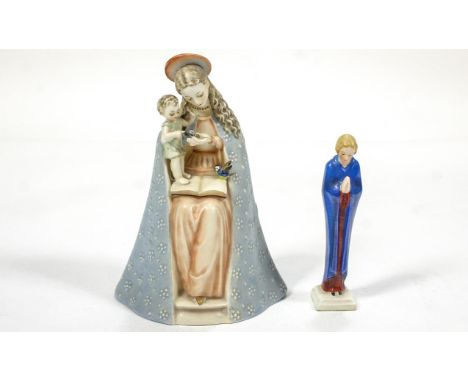 A Hummel figure of the Blessed Virgin Mary with child, 20 cm high,  a Hummel Stoop decorated with a cherub and another and a 