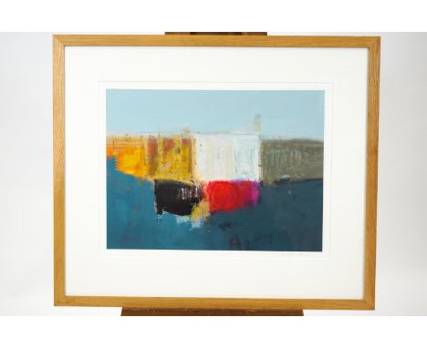 Mark Godlin (B1957), Abstract Buildings, mono print, acrylic on paper, signed in pencil lower right, 48cm x 63cm