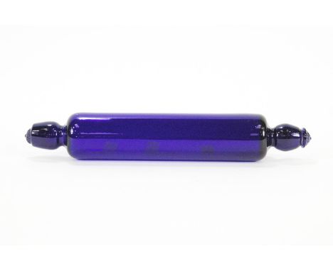 A Bristol blue glass rolling pin, w34cm long