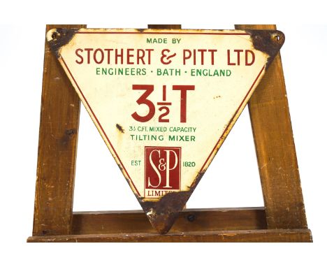 A 'Stothert &amp; Pitt' enamel sign, 36cm high x 41cm wide