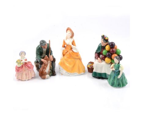 Royal Doulton 'The "Old Balloon" Seller' HN1315; 'The Master' HN2325; 'Sandra' HN2275; 'Francine' HN2422; and 'Cissie' HN1809