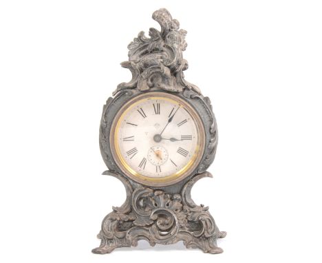 Rococo style mantel clock, Ansonia movement, 23cm.