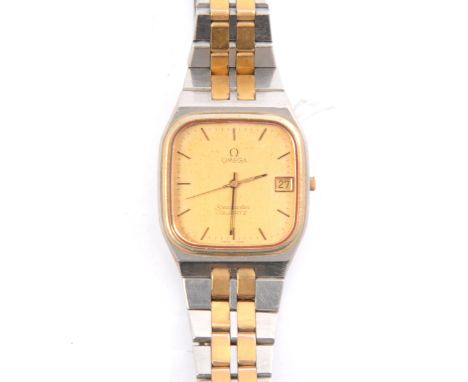Omega - a gentleman's Seamaster Quartz stainless steel wristwatch, champagne cushion shaped dial with raised black baton mark