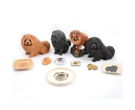 A Royal Copenhagen model of a Chow Chow 4762, 17cm; plus other Chow Chow related items, to include ceramic and resin models, 