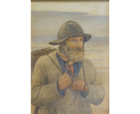 George Sheridan Knowles, Portrait of a fisherman, signed G S Knowles, dated 1883, watercolour, 75cm x 42cm.