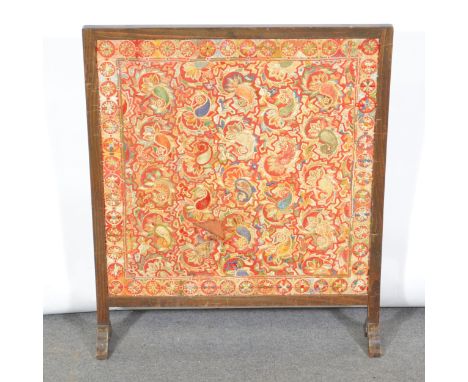 Beech framed firescreen, tapestry panel, 81x68cm.