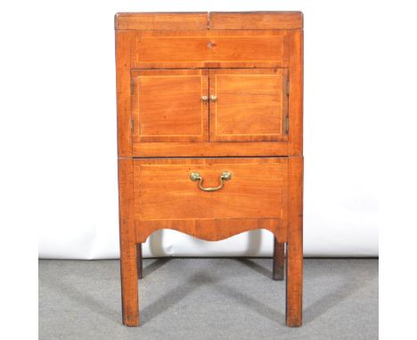 Victorian mahogany dressing table/commode, box strung outlines, with associated ceramic basin, width 49cm, depth 45cm, height