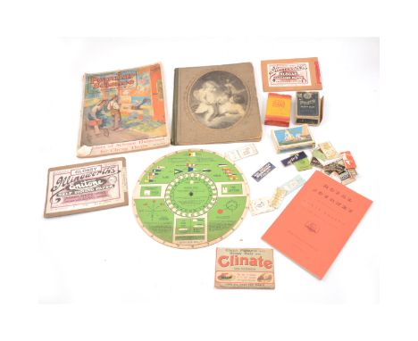 Playing cards; Girl Guides' Semaphore Code Chart; sewing needle packets; and other advertising ephemera.