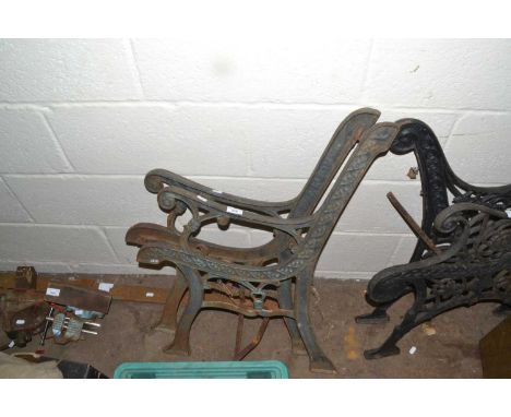Pair of cast iron bench ends
