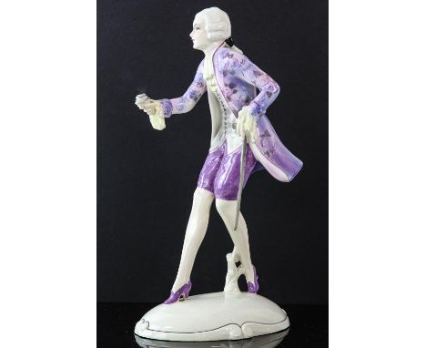 JOSEF LORENZL FOR GOLDSCHEIDER, a pottery figure of a Dandy, on an oval base, printed marks, made in Austria, Goldscheider, W