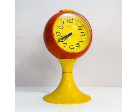 SALVEST, orange and yellow clock, 22cm high