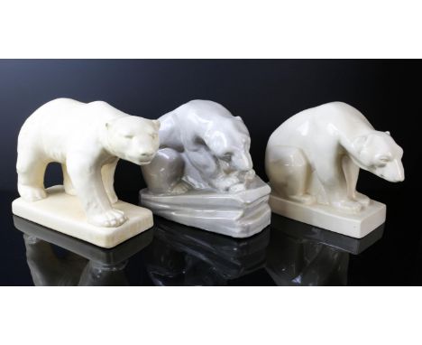 WEDGWOOD, pottery model of a polar bear, printed marks to base, 19cm high, together with a Beswick pottery model of a bear, a