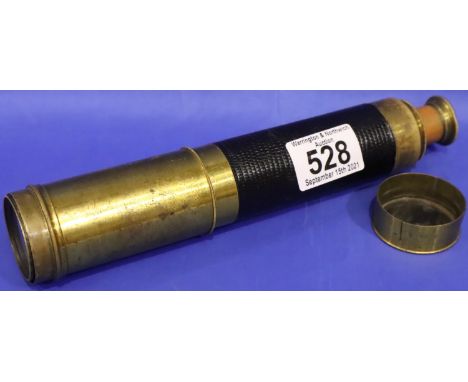 Three draw brass telescope. P&amp;P Group 1 (£14+VAT for the first lot and £1+VAT for subsequent lots) 