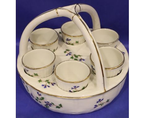 Continental ceramic egg basket, some light crazing and a crack in one egg cup. P&amp;P Group 3 (£25+VAT for the first lot and
