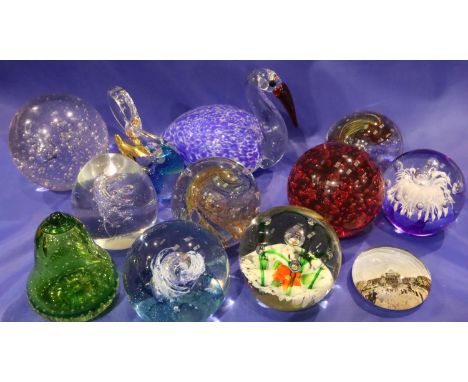 Twelve mixed glass paperweights including Caithness. Not available for in-house P&amp;P, contact Paul O'Hea at Mailboxes on 0