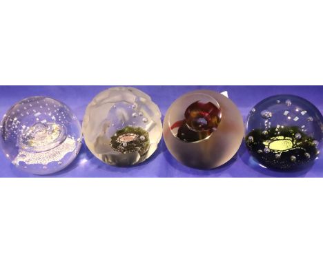 Four vintage Caithness Scottish glass paperweights. P&amp;P Group 2 (£18+VAT for the first lot and £3+VAT for subsequent lots