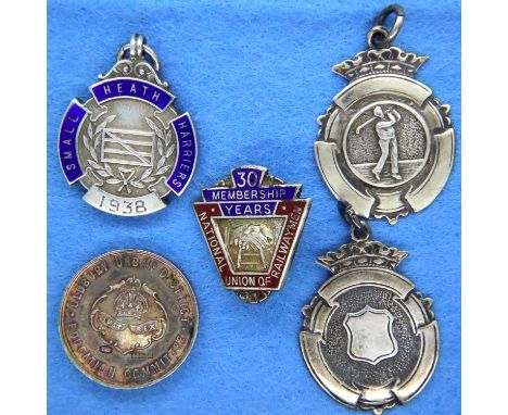 Five silver fob medals including an Old Bury Urban District Education Committee example, combined 47g. P&amp;P Group 1 (£14+V