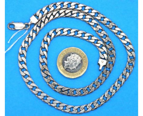 925 silver flat link neck chain, L: 51 cm. P&amp;P Group 1 (£14+VAT for the first lot and £1+VAT for subsequent lots) 