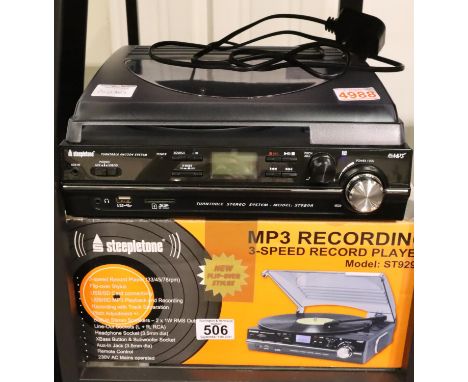Steepletone ST929R MP3 record player with remote. Not available for in-house P&P, contact Paul O'Hea at Mailboxes on 01925 65