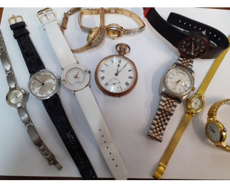 An early 20th century pocket watch, together with modern watches to include Limit and Timex Location: Porters 