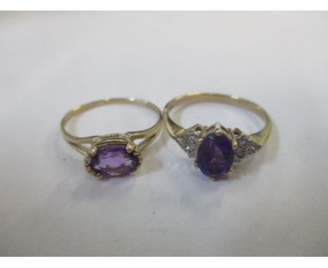 Two 9ct gold amethyst set ringsLocation: 