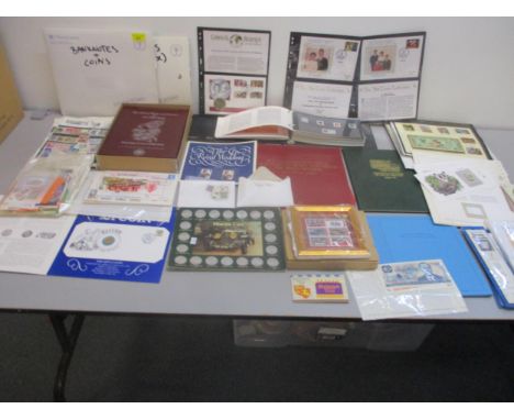 A stamp and coin collection to include an album of first day covers of The Official Birds and Flowers of Our Fifty States, Je