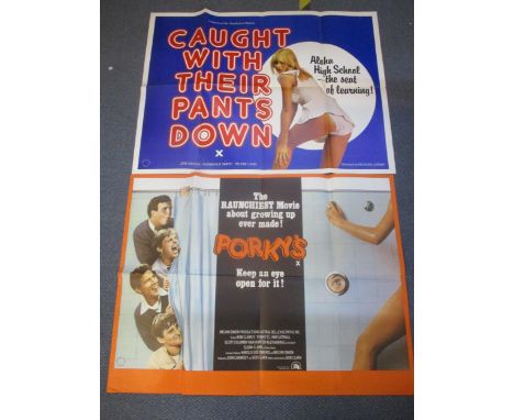 A group of vintage film posters to include Porkys and Porkys II and Caught With Their Pants Down (13) along with a print of T