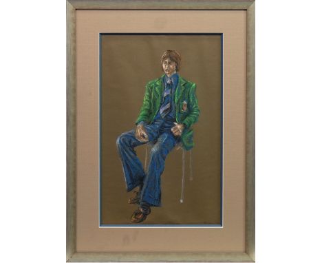 * PETER HOWSON OBE (SCOTTISH b 1958), MAN SEATED pastel on paper, signed and dated '71 40cm x 25cm Mounted, framed and under 