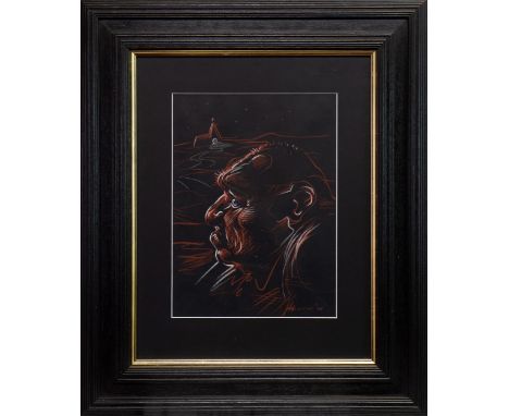 * PETER HOWSON OBE (SCOTTISH b 1958), RED SKY pastel and conte on paper, signed 45cm x 29cm Mounted, framed and under glass