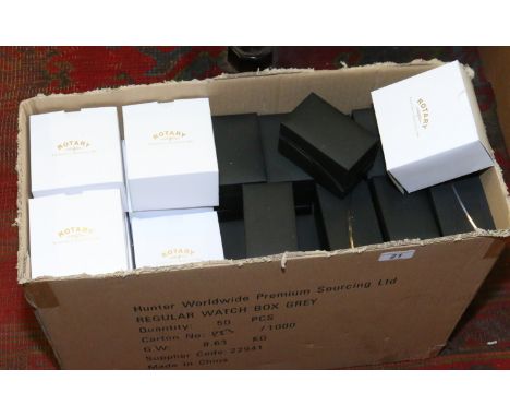 A box of unused Rotary and Sekonda wristwatch boxes.