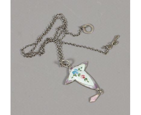 An Art Nouveau sterling silver and enamel pendant by John Atkins & Son.  Condition Report. To be used as a guide only. Good c