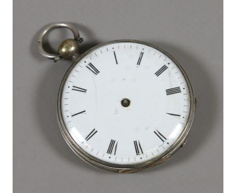 A silver cased fob watch. (AF)