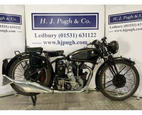 Velocette KSS motorcycle. 1947. 350cc. Frame No. 7331 Engine No. KSS 10703 Runs and rides but will require recommissioning. M