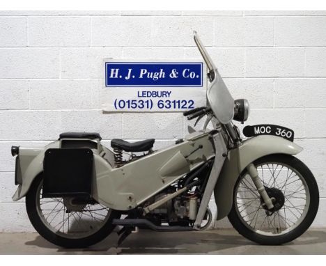 Velocette LE200 motorcycle. 1952. 192cc. Frame No. 12930Engine No. 14393Runs and rides. With water cooled engine, hand gear c