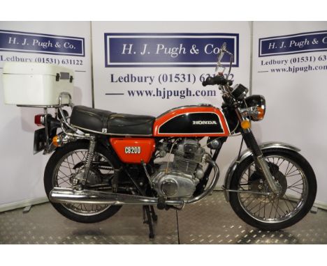 Honda CB200 motorcycle. 1976. 198ccFrame No. CB200-1044060Frame No. CB200E-1046364UK supplied bike. Runs and rides. Had been 