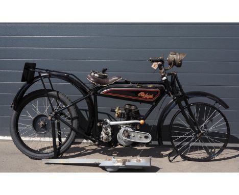 Raleigh Model 14 2¼hp flat tank motorcycle project. 1926. 249cc. Frame No. 7751Engine No. M1591Comes with old photos of resto