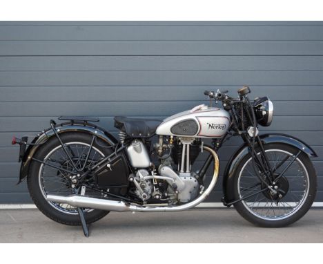 Norton Model 18 motorcycle. 1937. Frame No.Engine No.Engine runs. Frame and forks in good condition. Reg. JU 9890. V5.