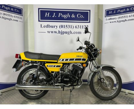Yamaha RD 400 motorcycle. 1977. 400cc Frame No. 1A3-102493 Engine No. 1A3-102493 Runs and rides but will need recommissioning