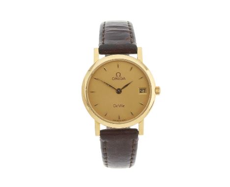 Omega, an 18ct gold De Ville wrist watch, circa 1991, reference 7380.11.00, signed quartz movement calibre 1379 with quick da