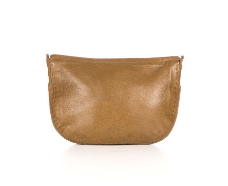 Celine, a small crossbody pouch, crafted from tan lambskin leather, with gold-tone hardware, detachable crossbody strap and t