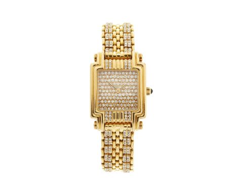 Boucheron, an 18ct gold Reflet PM bracelet watch, factory diamond set dial, case numbered A253/2066, quartz movement, Swiss c