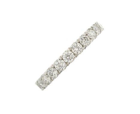 An 18ct gold brilliant-cut diamond half eternity ring, with plain band, estimated total diamond weight 1ct, G-H colour, VS cl