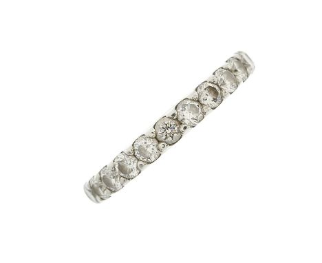 A platinum brilliant-cut diamond half eternity ring, with plain band, estimated total diamond weight 0.60ct, H-I colour, VS1-