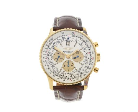 Breitling, an 18ct gold Navitimer chronograph wrist watch, reference 81600, signed manual wind movement calibre Lemania 1873,