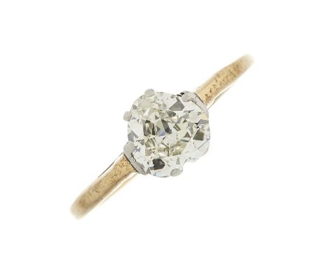 An early 20th century gold, heart-shape old-cut diamond single-stone ring, with slightly tapered band, diamond estimated weig