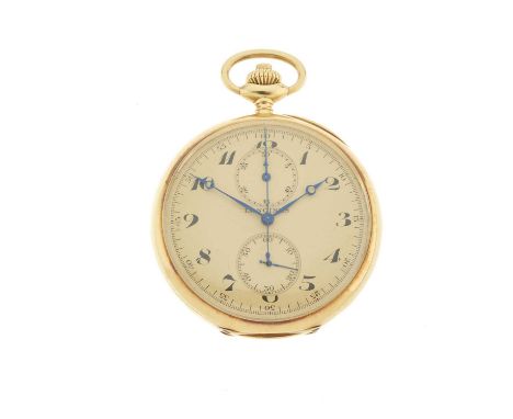 Longines, a fine and rare 18ct gold chronograph pocket watch, circa 1930, case and movement numbered 4936304, signed manual w