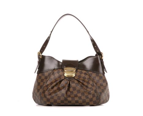 Louis Vuitton, a damier ebene Sistina handbag, featuring the maker's brown check coated canvas exterior, with brown leather t