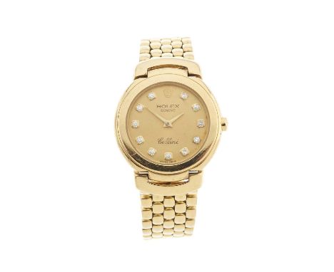 Rolex, an 18ct gold Cellini bracelet watch, circa 1991, factory diamond set dial, reference 6621/8, signed quartz movement ca