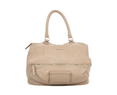Givenchy, a large Pandora handbag, crafted from beige leather, with brushed gold-tone hardware, front zip and small flap pock