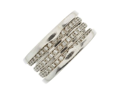 Bulgari, an 18ct gold B.Zero1 brilliant-cut diamond three-row band ring, signed Bulgari, estimated total diamond weight 1ct, 